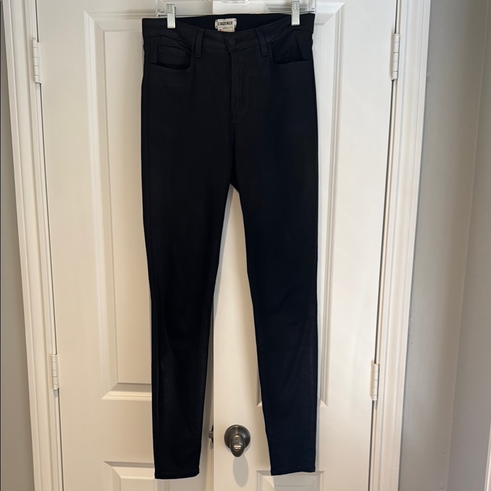 L’Agence black coated Skinny Jeans